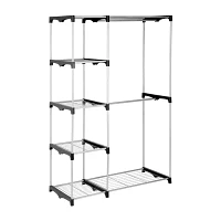 Honey-Can-Do Silver And Black With Double Bar And 5-Shelf Portable Closet