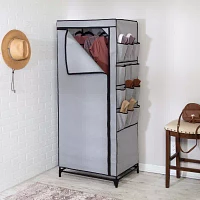 Honey-Can-Do Gray With Cover And Side Pockets Portable Closet