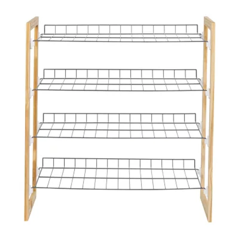 Honey-Can-Do Natural And Chrome 4-Tier 4-Shelf Shoe Rack