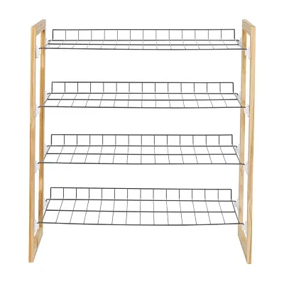 Honey-Can-Do Natural And Chrome 4-Tier 4-Shelf Shoe Rack