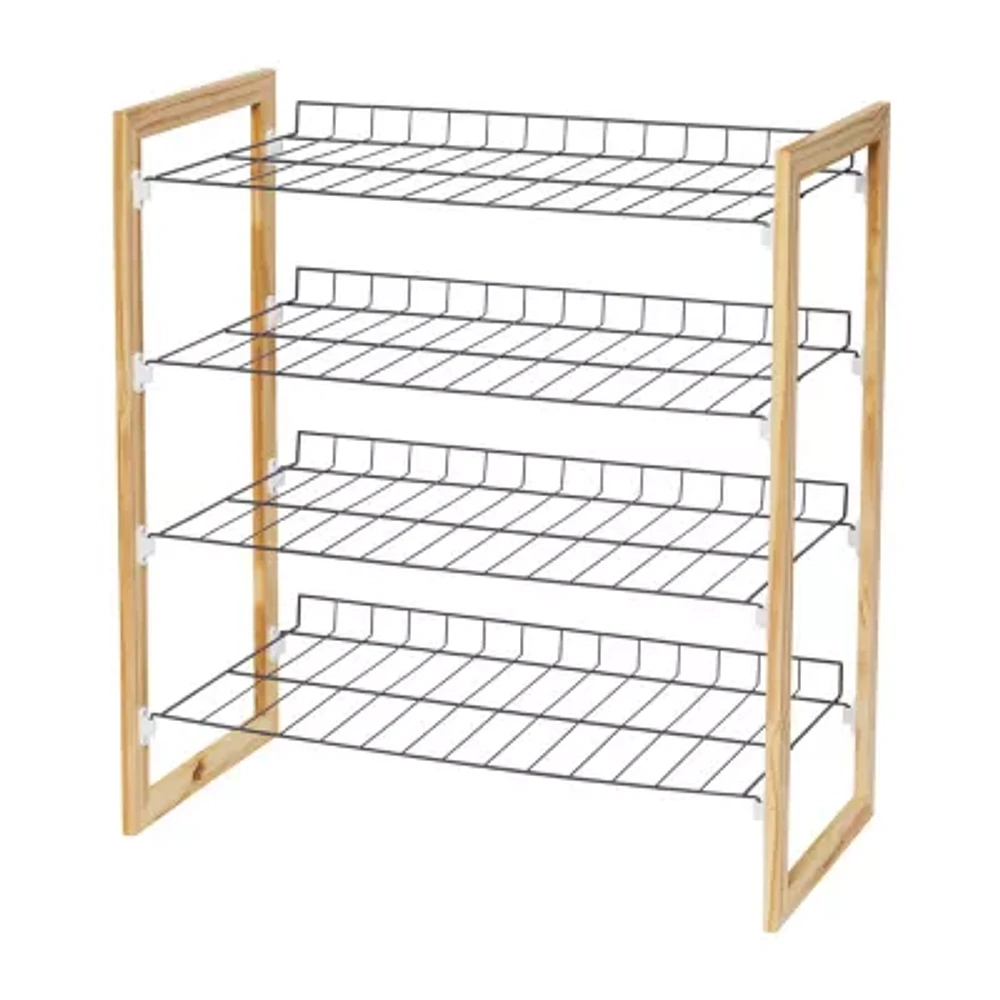 Honey-Can-Do Natural And Chrome 4-Tier 4-Shelf Shoe Rack