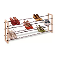 Honey-Can-Do Natural And Chrome 3-Tier Expandable 3-Shelf Shoe Rack