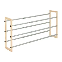 Honey-Can-Do Natural And Chrome 3-Tier Expandable 3-Shelf Shoe Rack