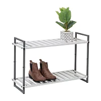 Honey-Can-Do Gray 2-Tier Metal 2-Shelf Shoe Rack