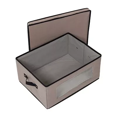 Honey-Can-Do Gray Fabric With Lid Clear-View Window And Removable Dividers Folding Storage Box