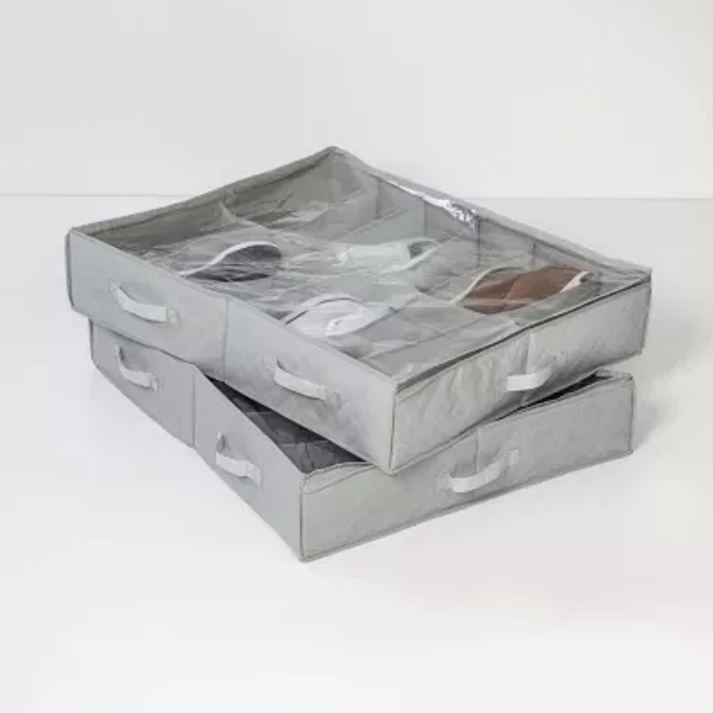 Honey-Can-Do Grey Shoe 2-pc. 12-Compartment Underbed Storage