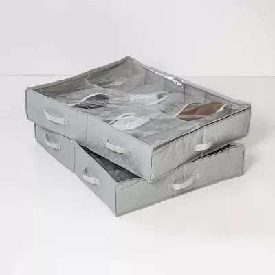 Honey-Can-Do Grey Shoe 2-pc. 12-Compartment Underbed Storage