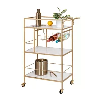 Honey-Can-Do Gold And White 3-Tier Rolling Bar Shelf Cart