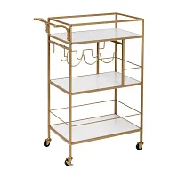 Honey-Can-Do Gold And White 3-Tier Rolling Bar Shelf Cart