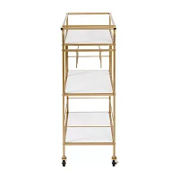 Honey-Can-Do Gold And White 3-Tier Rolling Bar Shelf Cart