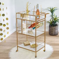 Honey-Can-Do Gold And White 3-Tier Rolling Bar Shelf Cart