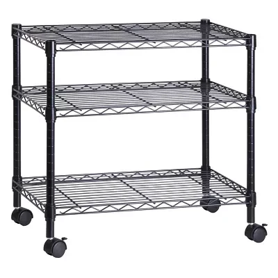 Honey-Can-Do Black 3-Tier Media Shelf Cart