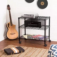 Honey-Can-Do Black 3-Tier Media Shelf Cart