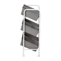 Honey-Can-Do Gray And White 6-Bin Rolling Shelf Cart