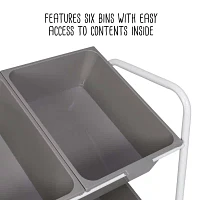 Honey-Can-Do Gray And White 6-Bin Rolling Shelf Cart