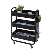 Honey-Can-Do Black Craft With Wheels Pegboard Shelf  And  Metal Basket Shelf Cart