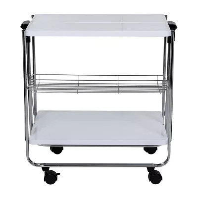 Honey-Can-Do White And Chrome Folding Kitchen Shelf Cart