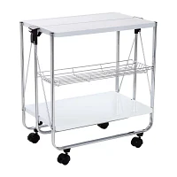 Honey-Can-Do White And Chrome Folding Kitchen Shelf Cart