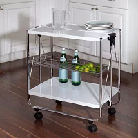 Honey-Can-Do White And Chrome Folding Kitchen Shelf Cart