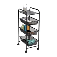 Honey-Can-Do Black Metal Mesh 3-Drawer Shelf Cart