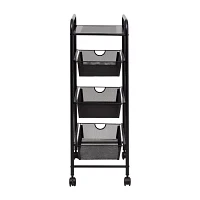 Honey-Can-Do Black Metal Mesh 3-Drawer Shelf Cart