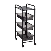 Honey-Can-Do Black Metal Mesh 3-Drawer Shelf Cart