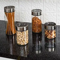 Honey-Can-Do Stainless Steel And Clear Glass 4-pc. Canister