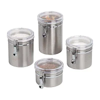 Honey-Can-Do Clear And Stainless Steel 4-pc. Canister