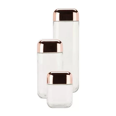 Honey-Can-Do Copper Lid Clear Glass 3-pc. Canister