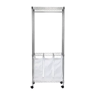 Honey-Can-Do Chrome Rolling Triple Laundry Sorter