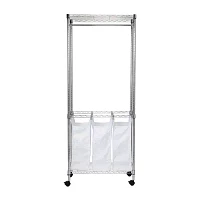 Honey-Can-Do Chrome Rolling Triple Laundry Sorter