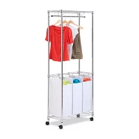 Honey-Can-Do Chrome Rolling Triple Laundry Sorter