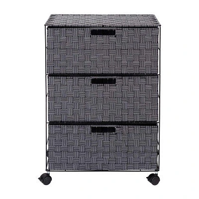 Honey-Can-Do Rolling Black Woven 3-Drawer 3-Compartment Rolling Rectangular Drawer Storage