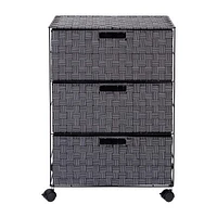 Honey-Can-Do Rolling Black Woven 3-Drawer 3-Compartment Rolling Rectangular Drawer Storage