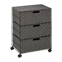 Honey-Can-Do Rolling Black Woven 3-Drawer 3-Compartment Rolling Rectangular Drawer Storage