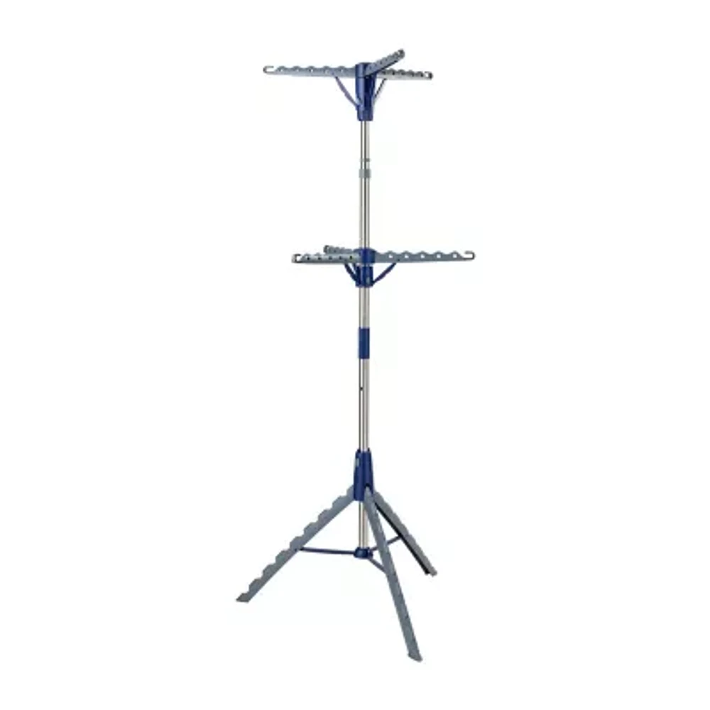 Honey-Can-Do Blue & Chrome 2-Tier Tripod Folding Drying Rack