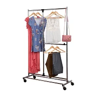 Honey-Can-Do Chrome 2-Tier Rolling Garment Rack