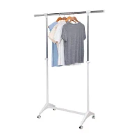 Honey-Can-Do White Expandable Rolling Garment Rack