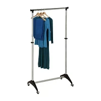 Honey-Can-Do Chrome & Black Adjustable Rolling Garment Rack