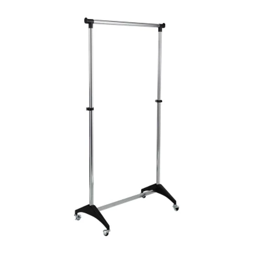 Honey-Can-Do Chrome & Black Adjustable Rolling Garment Rack