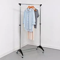 Honey-Can-Do Chrome & Black Adjustable Rolling Garment Rack