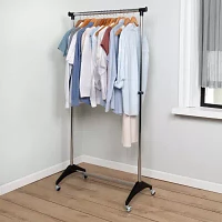 Honey-Can-Do Chrome & Black Adjustable Rolling Garment Rack