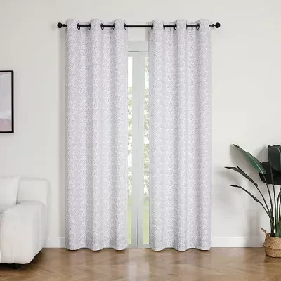 Regal Home Brodie Printed Energy Saving Blackout Grommet Top Set of 2 Curtain Panel