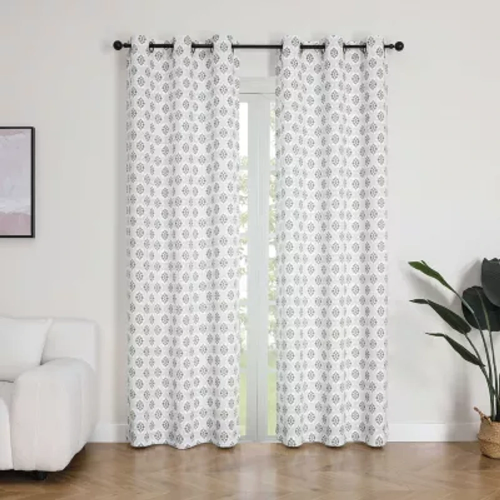 Regal Home Vance Printed Energy Saving Blackout Grommet Top Set of 2 Curtain Panel