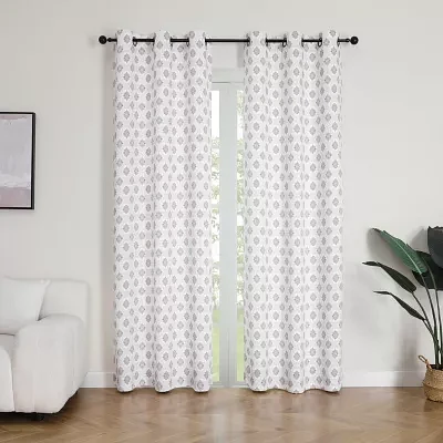 Regal Home Vance Printed Energy Saving Blackout Grommet Top Set of 2 Curtain Panel