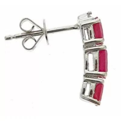 LIMITED QUANTITIES! Lead-glass Filled Ruby Diamond Accent 14K White Gold Drop Earrings