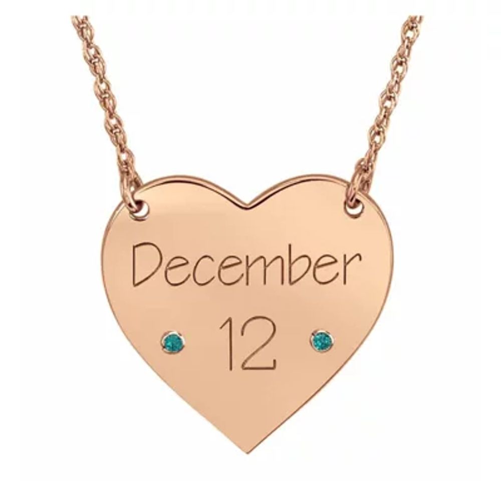 Personalized Birthstone Date Heart Necklace