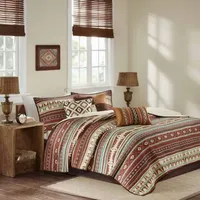 Madison Park Davy 6-Pc Printed Quilt Set With Throw Pillows