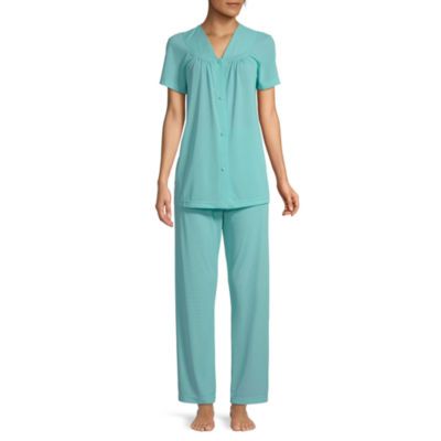 Lissome Womens V-Neck Short Sleeve 2-pc. Pant Pajama Set