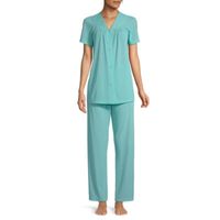 Lissome Womens V-Neck Short Sleeve 2-pc. Pant Pajama Set